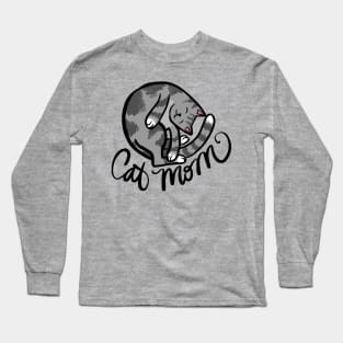 Gray Cat Mom Long Sleeve T-Shirt